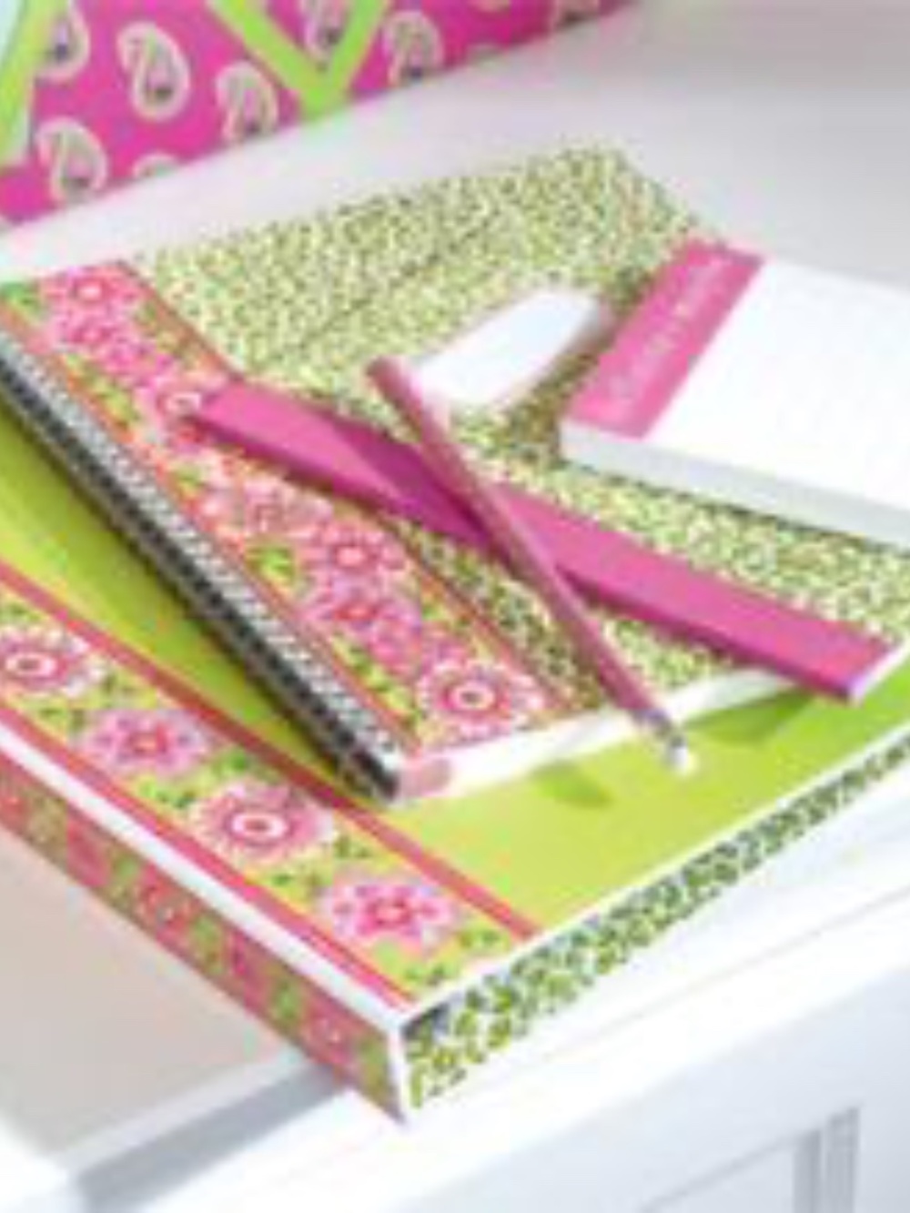 Vintage Vera Bradley 3 ring binder petal pink office school supplies neon green